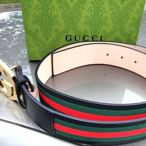COPY - A black red and green Gucci belt